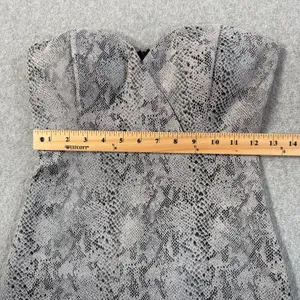 Haute Monde Women's Small Snake Print Strapless Bodycon Mini Dress Gray Black thumbnail 4