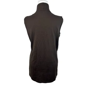 Attesa Premaman‎ Mockneck Maternity Sweater Vest Sz S/M Brown Preppy Academia thumbnail 2
