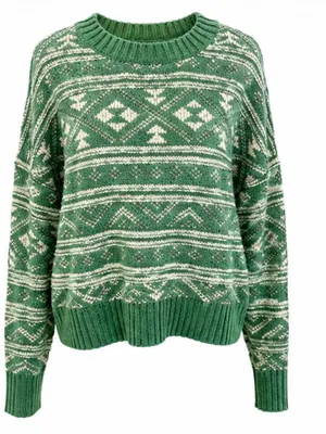 American Eagle Green & Cream Fair Isle Sweater Size Medium thumbnail 1