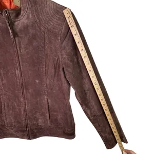 Ruff Hewn Brown Suede Leather‎ Jacket Womens S Moto Zip Western Boho Festival thumbnail 7