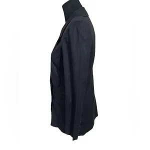 Evereve Minimalist Alexa Black Linen Double-Breasted Blazer Career Office Work thumbnail 4