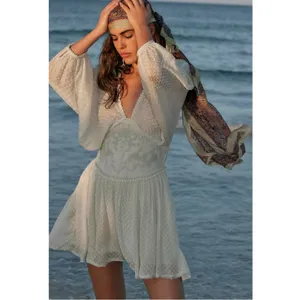 Free People Bohemian Ethereal Cottage Sweet Dreams Mini Dress Frozen Dew Large thumbnail 3