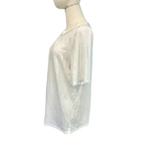 Talbots Plus 1X White Slub Knit Boat Neck Button Shoulder Top Cotton Modal thumbnail 6
