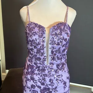 SOLD Purple Mermaid Fit Prom Party Dress Sparkly Sequins Lace Up Back Size 2 thumbnail 2