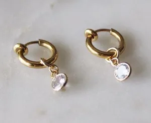 12mm Huggies With CZ Charms thumbnail 4