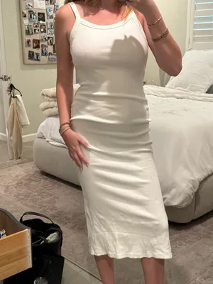 Ribbed White Midi Dress thumbnail 2