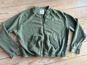 RVCA Green Ribbed Bomber Jacket size m thumbnail 1