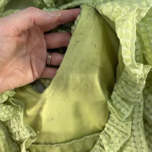 Mable M Medium Babydoll Mini Dress Green Textured Puff Sleeves Pockets‎ Coquette thumbnail 11