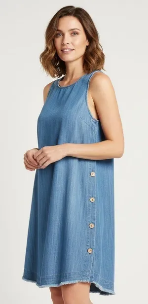 NEW Universal Thread jean Chambray Dress XSMALL blue denim bohom coastal thumbnail 1