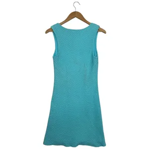 Lilly Pulitzer Dress Womens Medium Blue Teal Textured Shift Resort Beach Coastal thumbnail 2