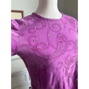 y2k Sonoma Paisley Sequin Top Womens Large Purple Short Sleeve Tee thumbnail 2