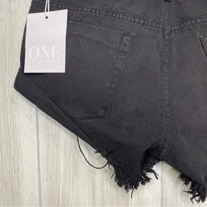 NEW One Teaspoon Bandits Relaxed Fit Twisted Cuff Hem Shorts Black Panther 29 thumbnail 9
