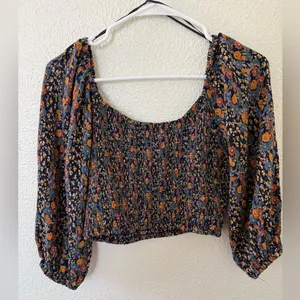 Angie Long Sleeve Floral Crop Top Medium thumbnail 5