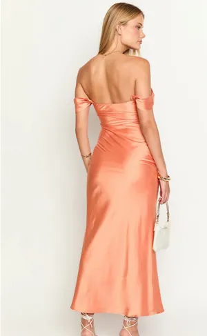 Beginning Boutique Ella Orange Off-Shoulder Formal Dress thumbnail 9