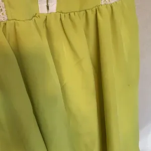 Lace chiffon chartreuse green dress size 7 thumbnail 3