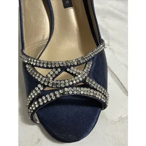 Caparros Blue Satin Shoes Women 5.5B Rhinestones Hells Formal Fashion thumbnail 11