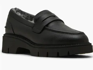 NEW $140 BLONDO Kimora Waterproof Platform Penny Loafer Black Leather SZ-8.5 thumbnail 1