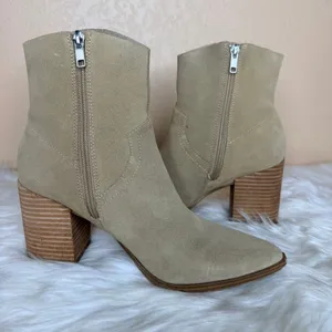 Steve Madden Cate Sand Suede Block Heel Pointed Toe Pull On Ankle Boots Size 8 thumbnail 9