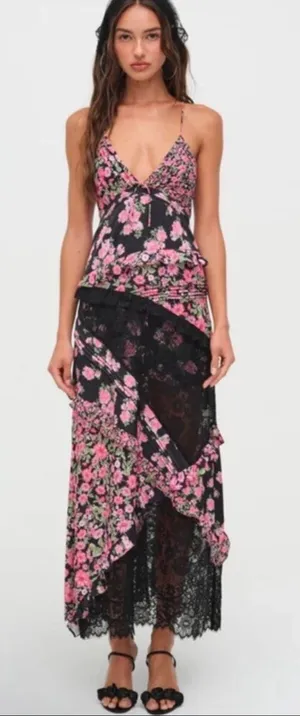 For Love & Lemons Rosalyn Patchwork Lace Maxi Dress- size Small thumbnail 1