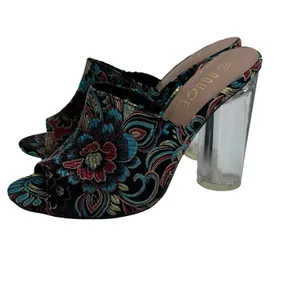 Rouge Helium Clear Heeled Mules Floral Embroidered Heels Open Toe‎ Size 6 thumbnail 4
