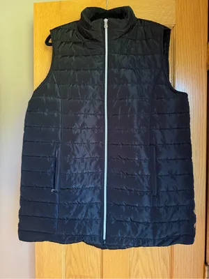 Zenana Black Quilted Puffer Vest Womens XL Full Zip Button Sides Gorpcore thumbnail 1
