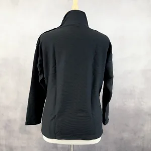 Max Studio Womens Top‎ L Black Mock Neck Button Sleeve Minimalist Quiet Luxury thumbnail 3