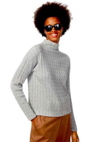 KULE The Mirabelle Mock Neck Cable Knit Cotton Sweater‎ Size Medium thumbnail 1