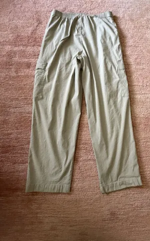 Athleta Women’s S Beige Linen Blend Wide Leg Cargo Pants thumbnail 6