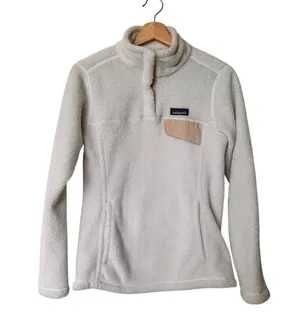 Patagonia Off-White Fleece with Tan Pocket Polartec size XS thumbnail 1
