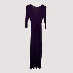 Mother‎ Bee Maternity Purple Faux Wrap V-Neck Empire Waist Maxi Dress MBCRD44 M thumbnail 4