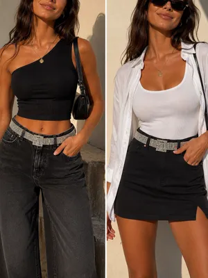 Guess Silver Crystal Rhinestone Waist Belt thumbnail 2