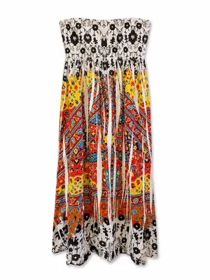 Style & Co Women’s M Strapless Smocked Boho Floral Border Print Maxi Dress thumbnail 2