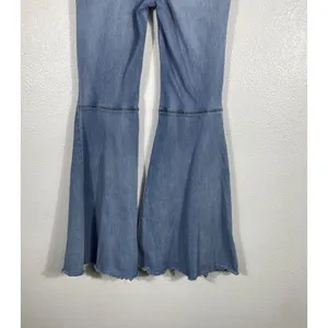 We The Free Flared Women's Jeans Light Blue Denim Raw Hem Stretch High Rise thumbnail 9