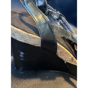 Aerosoles Black Strappy Wedge Sandals Cork Platform US 7.5 EU 5.5 thumbnail 7