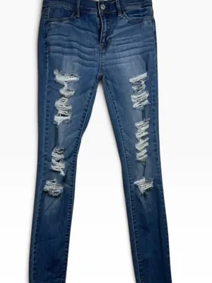 PacSun Blue Ripped High-Rise Skinny Jeans - Women thumbnail 3