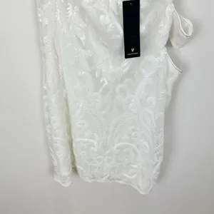 Lulus Want To Wow White Sequin Cutout One-Shoulder Bodycon Mini Dress XL NWT thumbnail 13