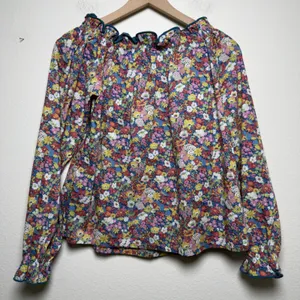 Tuckernuck Casey‎ Marks Women Cotton Floral Blouse Small Ruffle Preppy Garden thumbnail 3