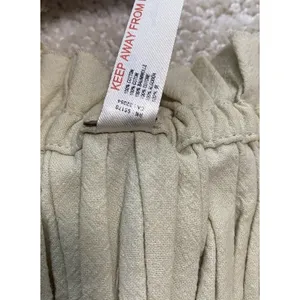 Free People Beige Ruffle Sleeve Drawstring Cropped Blouse Cotton Size S thumbnail 8