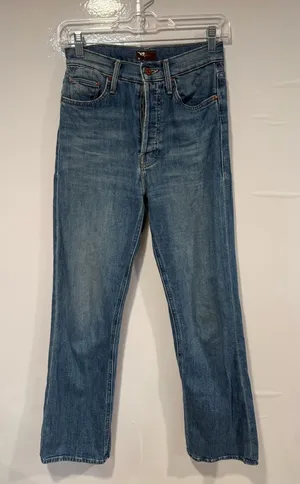 Mother nondistressed button fly butterfly embroidered jeans thumbnail 1