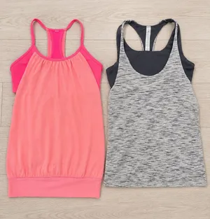 Lululemon Tank Tops Bundle of 2 Pink Grey Racerback Shelf Bra Size 4 Workout thumbnail 1