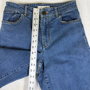 Alice + Olivia Wide Leg Jeans Blue Denim Boho Embroidered Pom‎ Pom Hem Size 25 thumbnail 4