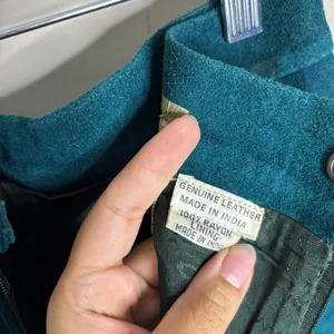 Fashion House Teal Suede Leather High Waist Mini Skirt Vintage Sz 10 thumbnail 6