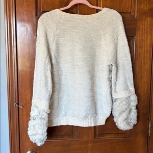 Anthropologie Amadi Texture-Stitched Calista Faux Fur Moroccan Sweatshirt Top thumbnail 5