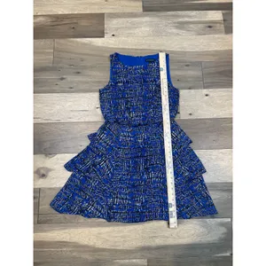 Banana Republic Blue Chiffon Flowy Sleeveless Dress Black White Accents Size 6 thumbnail 5