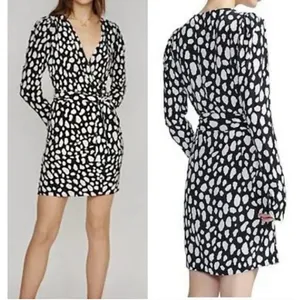 Maje Rossima Spot-Print V-Neck Faux Wrap Dress Size‎ Medium thumbnail 3
