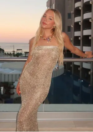 LIONESS gold mesh maxi dress thumbnail 1
