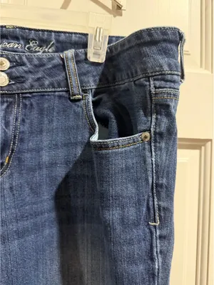 American Eagle Women's Bootcut Jeans - Medium Blue Wash Size 14 thumbnail 8