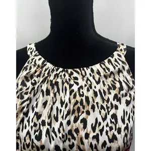 White House Black Market Sleeveless Halter Top Animal‎ Print Burgundy Damask S thumbnail 6