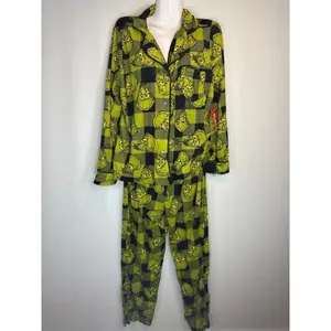 Dr. Seuss The Grinch Plaid Christmas 2‎ piece Pajama Set Women's Medium NWT thumbnail 3