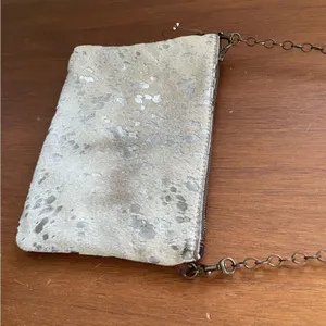Canoe cowhide metallic silver crossbody thumbnail 3